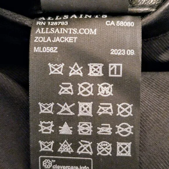 All Saints Zola Black Leather Jacket XXL